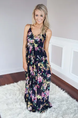 Fields of Freesias Maxi ~ Navy