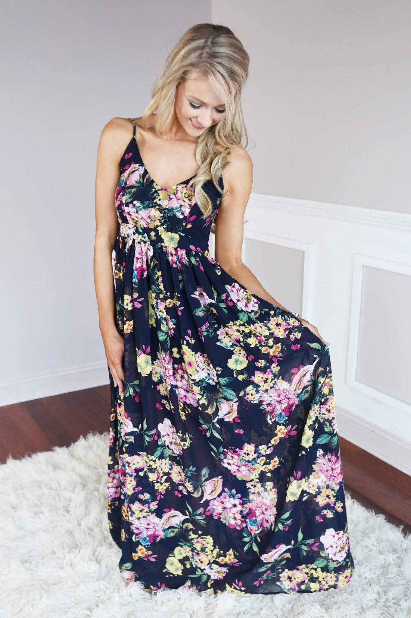 Fields of Freesias Maxi ~ Navy