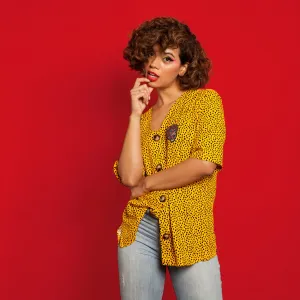 Fierce Embroidered Button Top