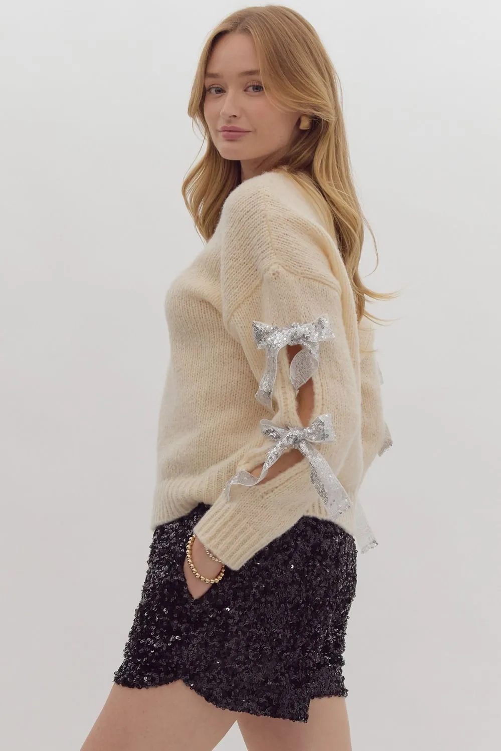 (Final Sale) Glitter Bow Sweater