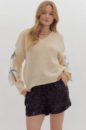 (Final Sale) Glitter Bow Sweater