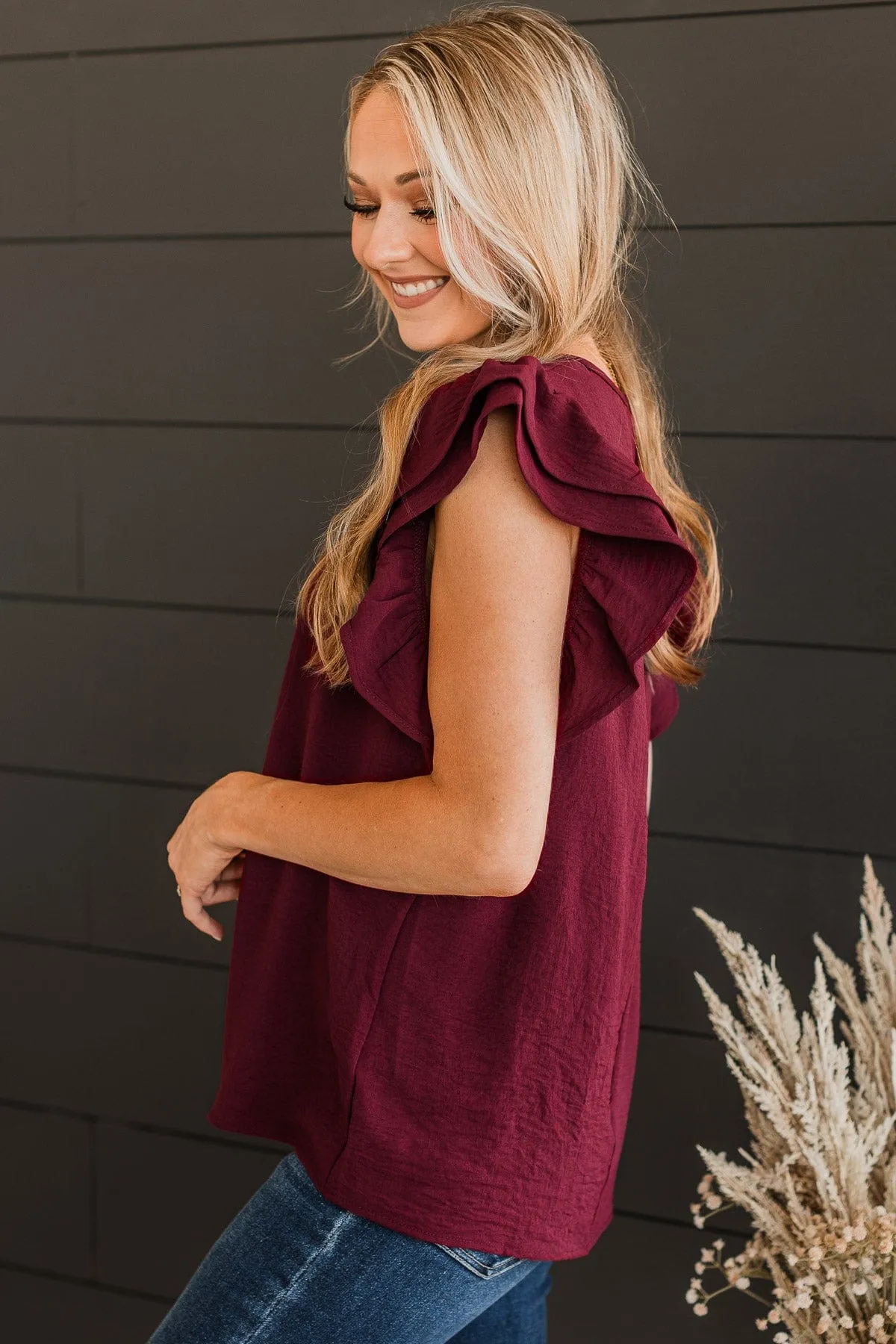 Flatter Me Knit Top- Wine