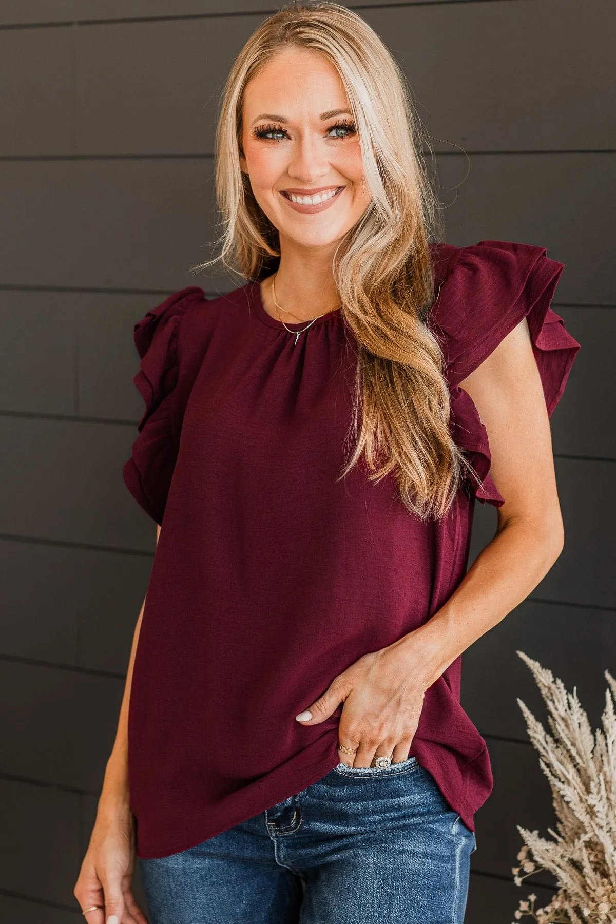 Flatter Me Knit Top- Wine