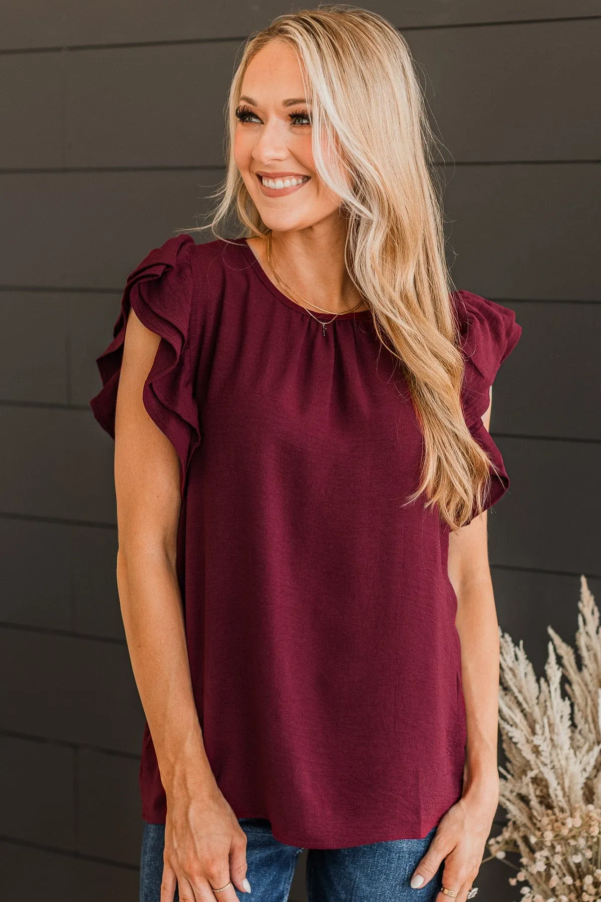 Flatter Me Knit Top- Wine