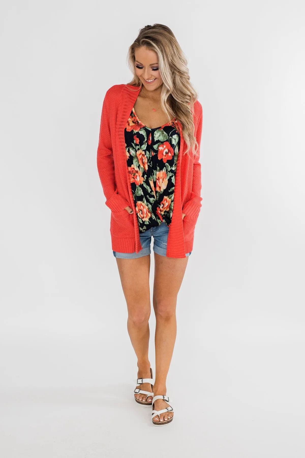 Flirty & Thriving Floral Tank Top- Navy