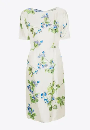 Floral Print Silk Twill Dress