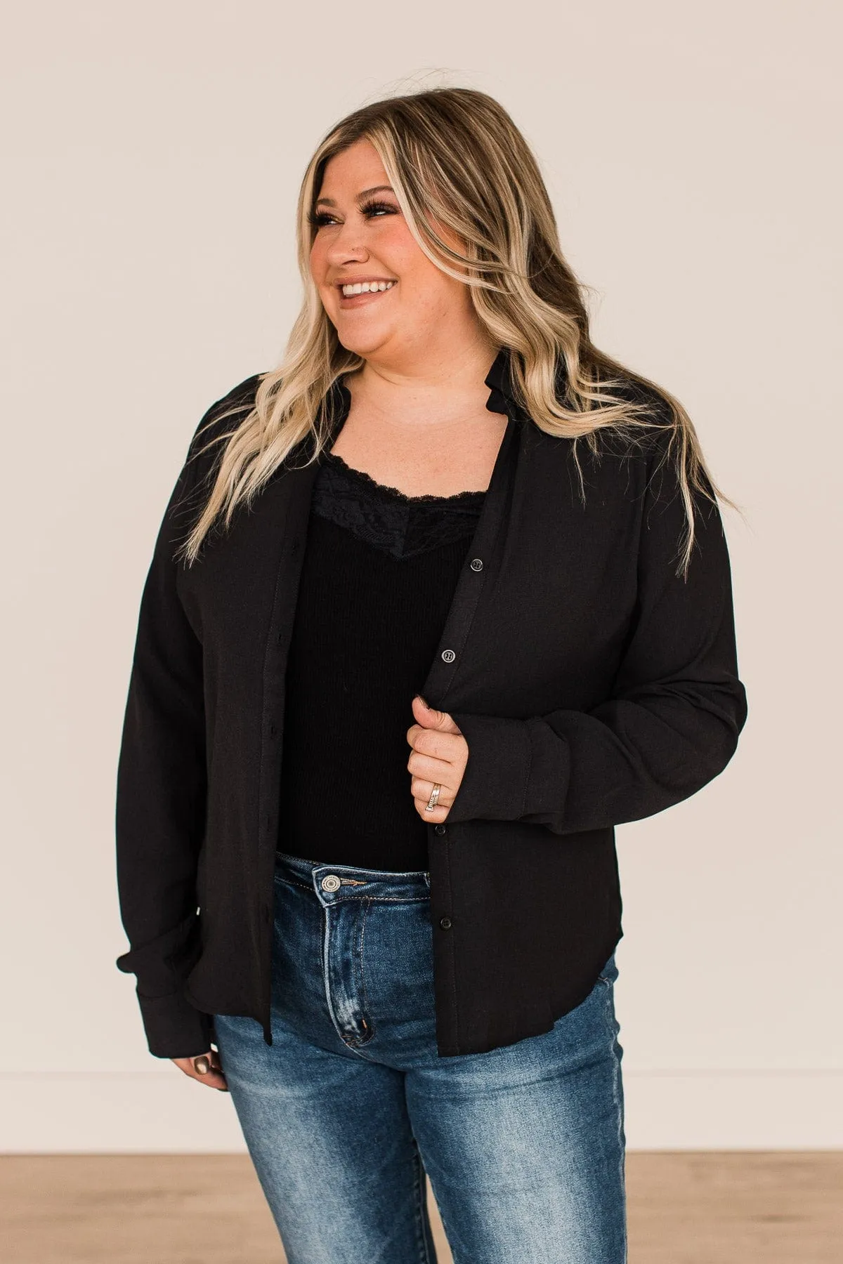 For Next Time Button Top- Black