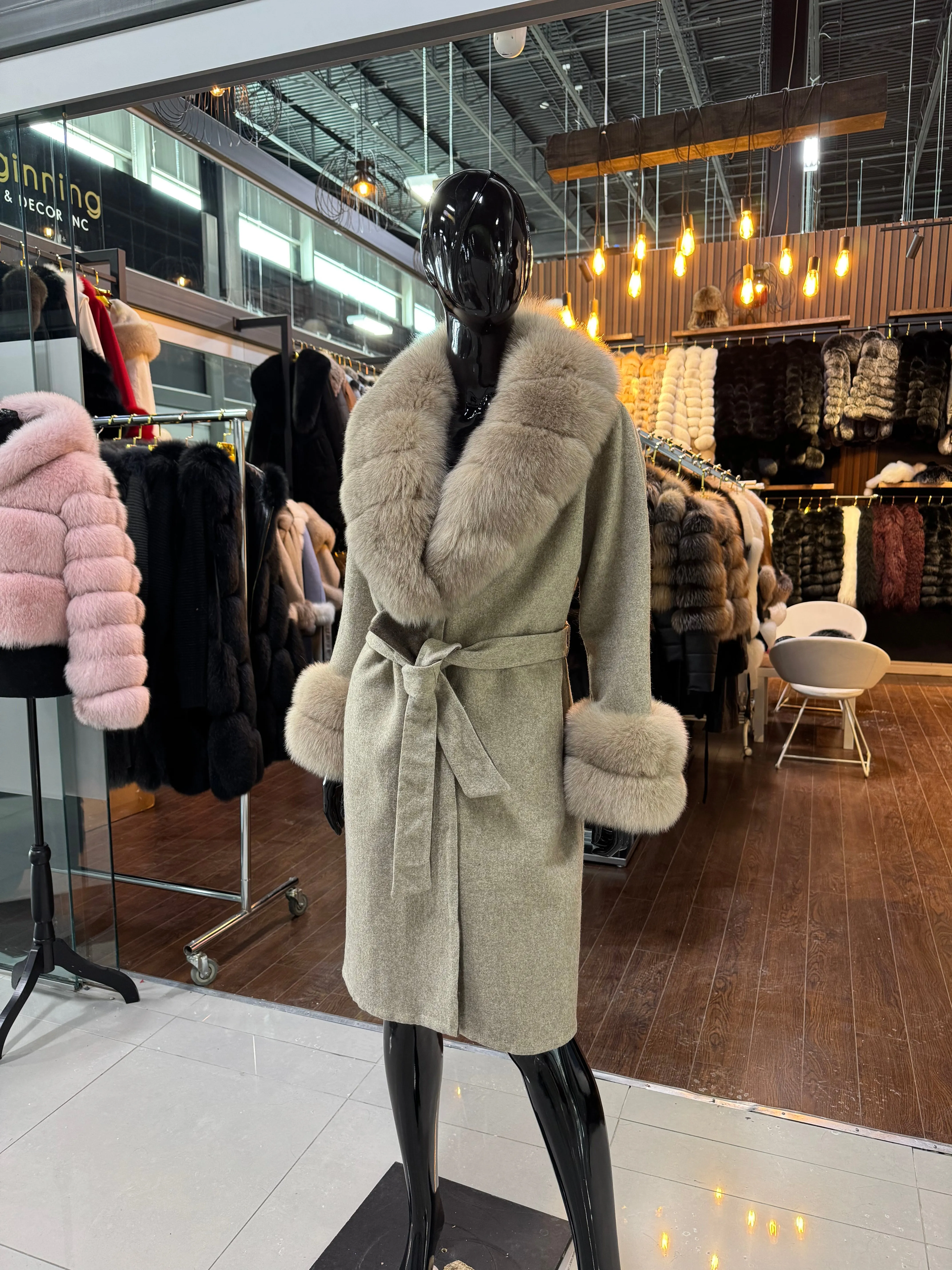 Fox Fur and Alpaca Fabric Coat