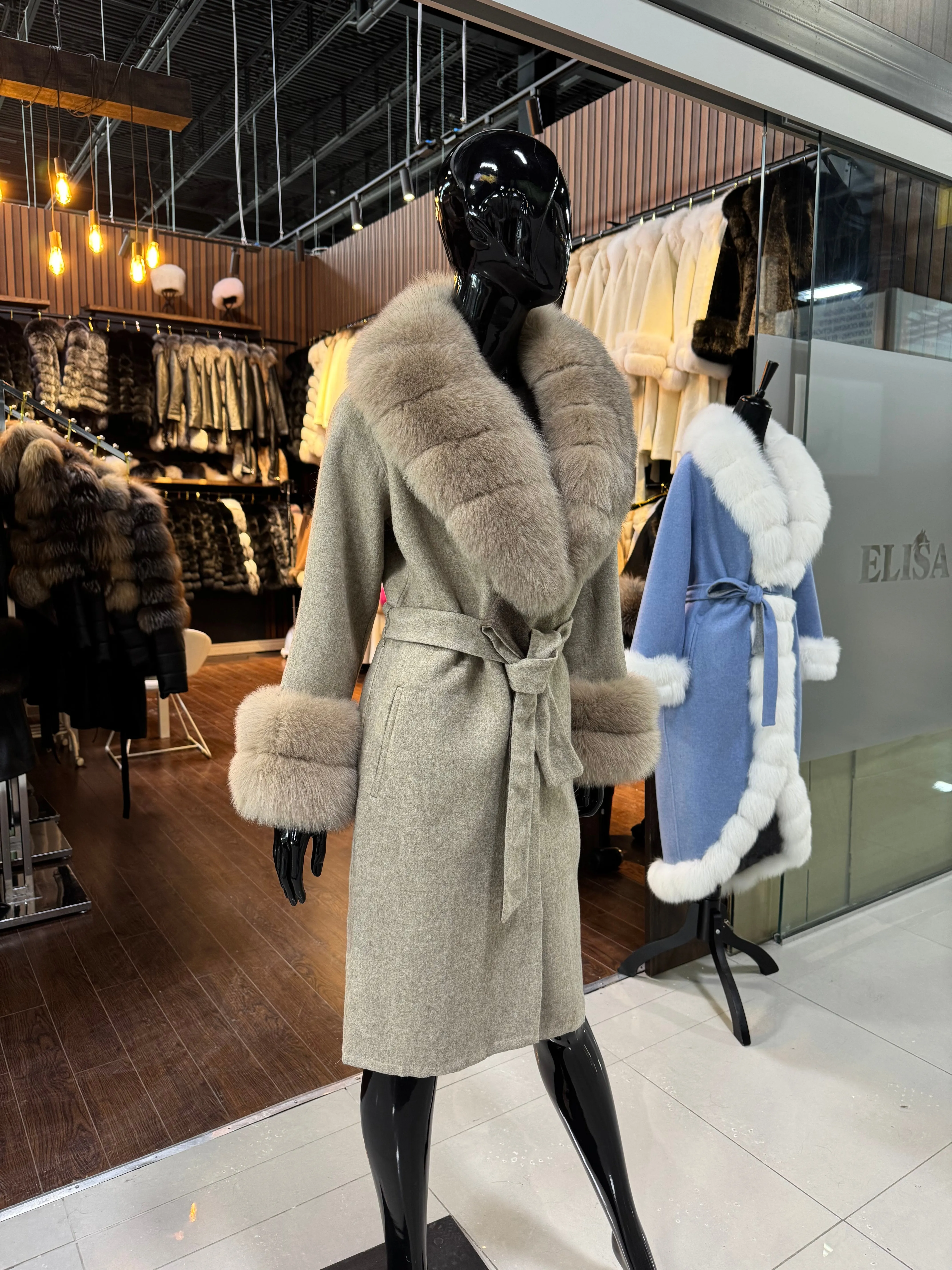 Fox Fur and Alpaca Fabric Coat