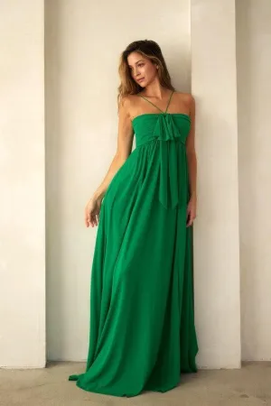 Front Bow Halter Maxi Dress