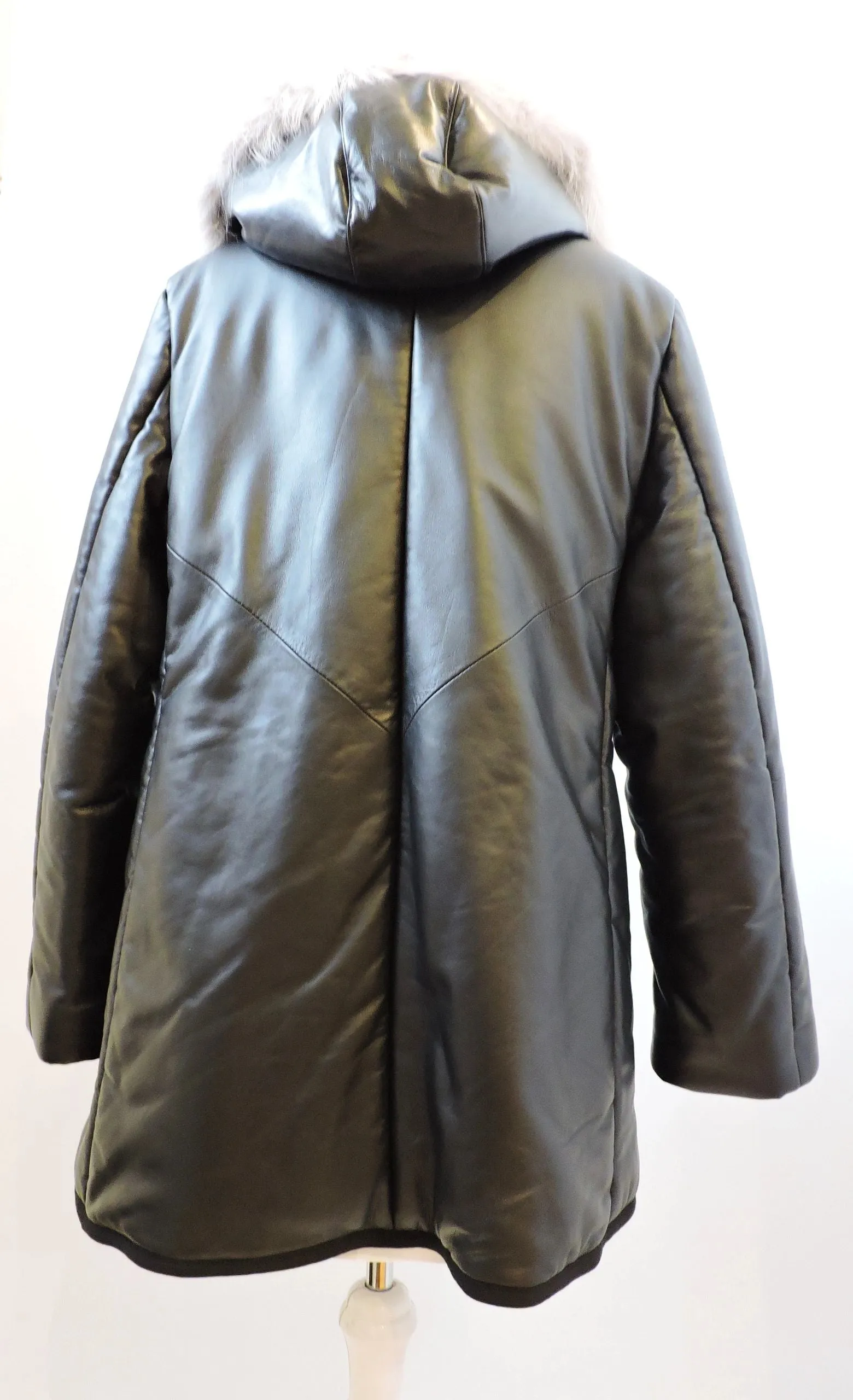 Furlux Leather Coat With Fox Trim Size Xxl