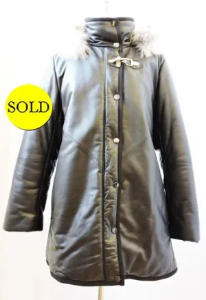Furlux Leather Coat With Fox Trim Size Xxl