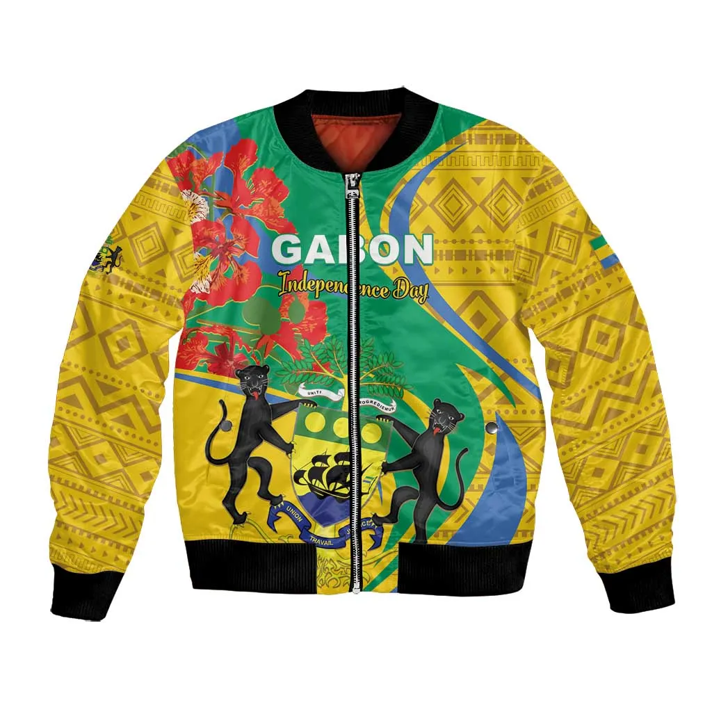 Gabon Independence Day Bomber Jacket Gabonaise Flamboyant African Pattern LT01