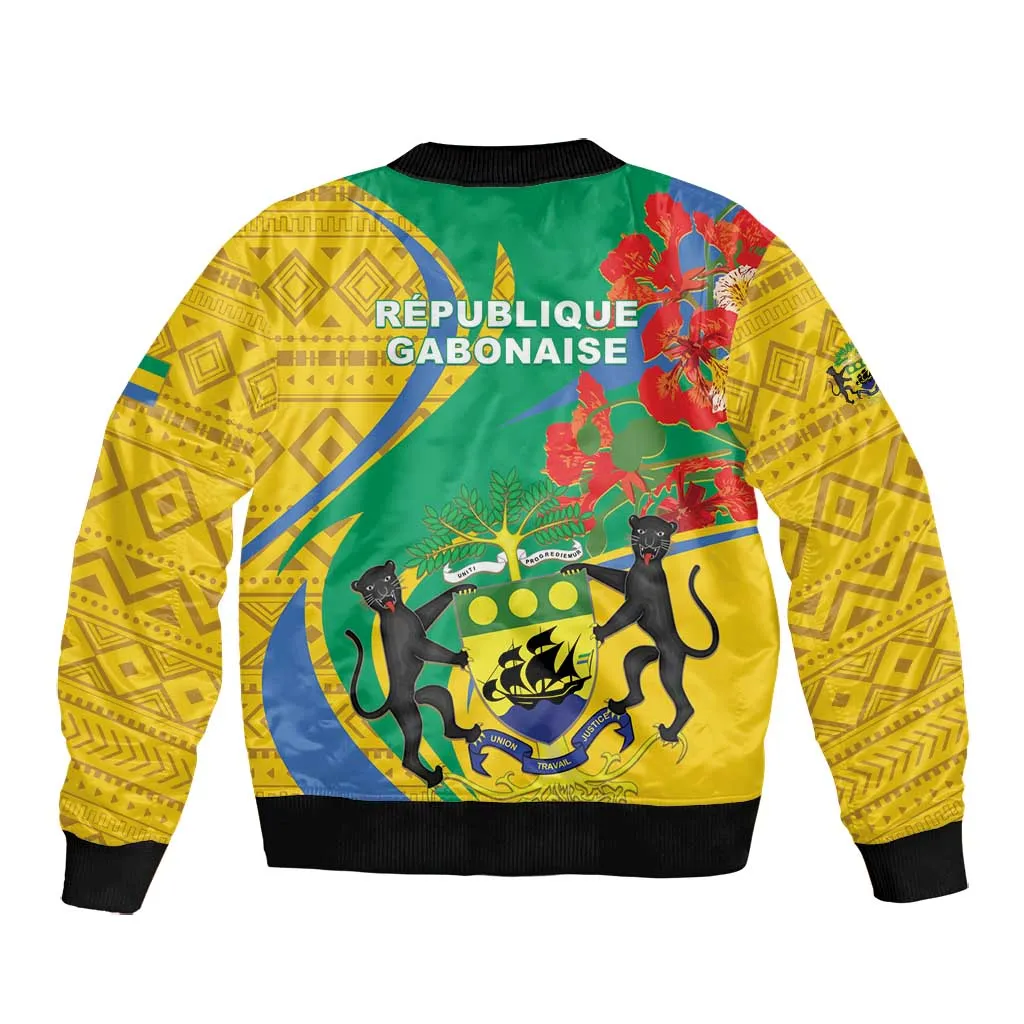Gabon Independence Day Bomber Jacket Gabonaise Flamboyant African Pattern LT01