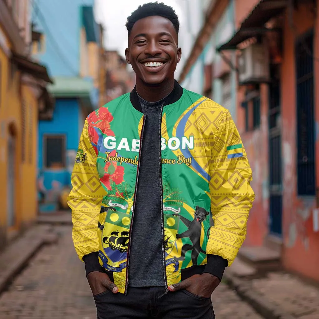 Gabon Independence Day Bomber Jacket Gabonaise Flamboyant African Pattern LT01