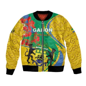 Gabon Independence Day Bomber Jacket Gabonaise Flamboyant African Pattern LT01
