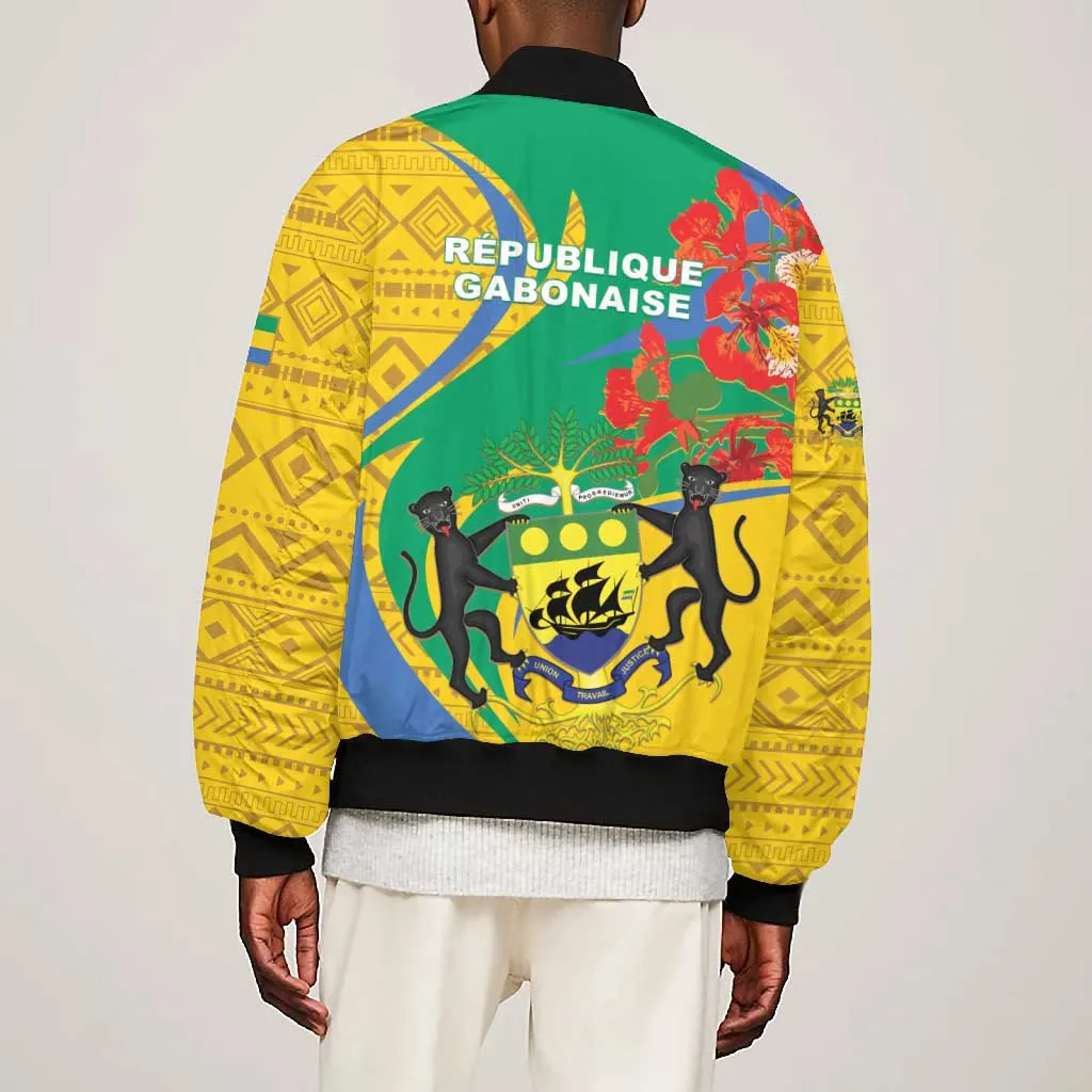 Gabon Independence Day Bomber Jacket Gabonaise Flamboyant African Pattern LT01
