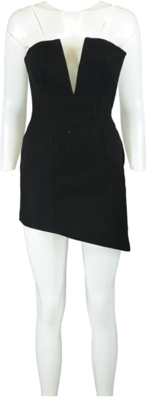 Gauge81 Black Asymmetric Wool-Blend Mini Dress UK XS