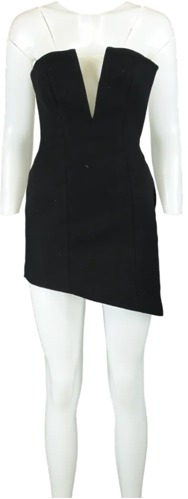 Gauge81 Black Asymmetric Wool-Blend Mini Dress UK XS