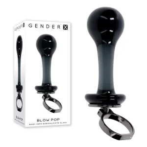 Gender X Blow Pop - Glass Plug with Ring Pull - Black