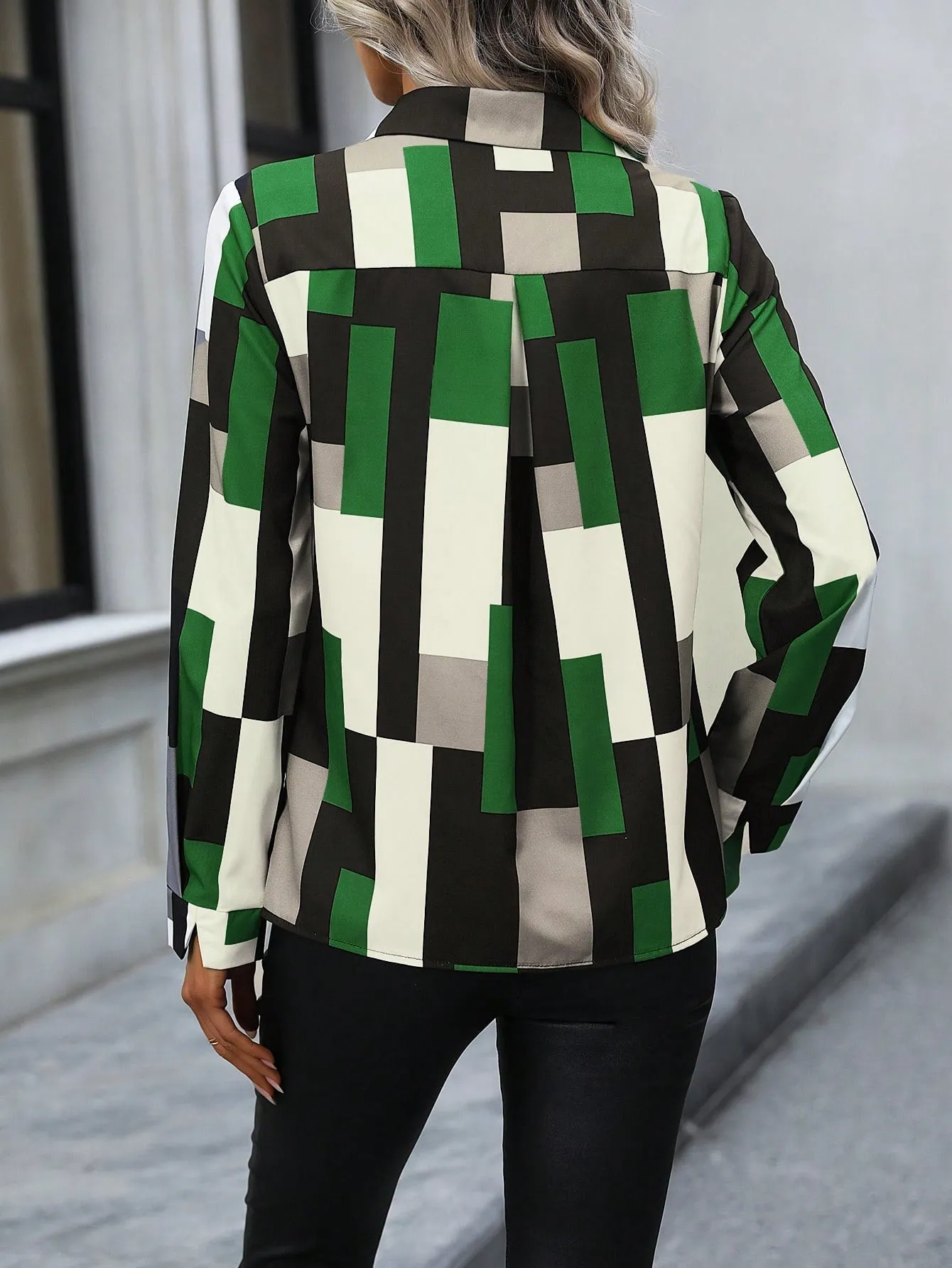 Geo Print Button Front Shirt