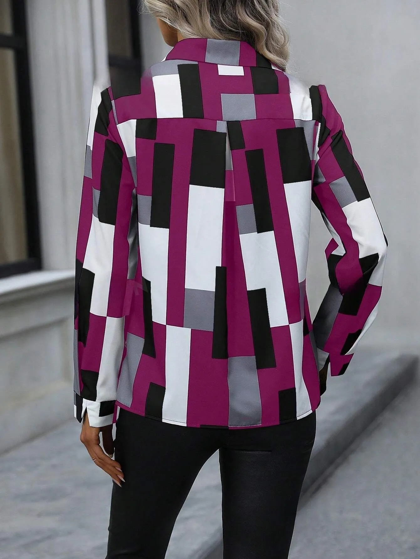 Geo Print Button Front Shirt
