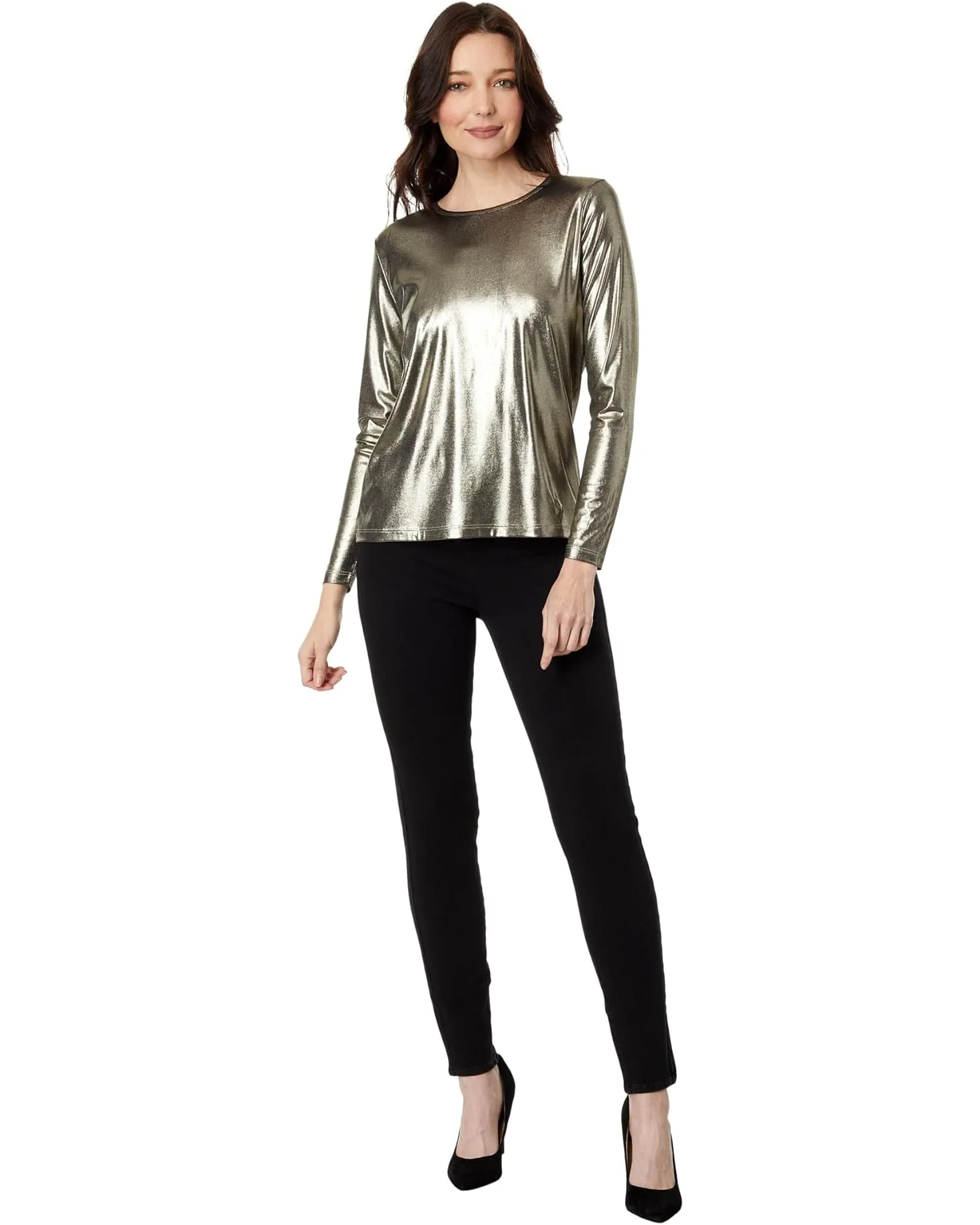 Glimmer Knit Long Sleeve Shimmer Top Mineral