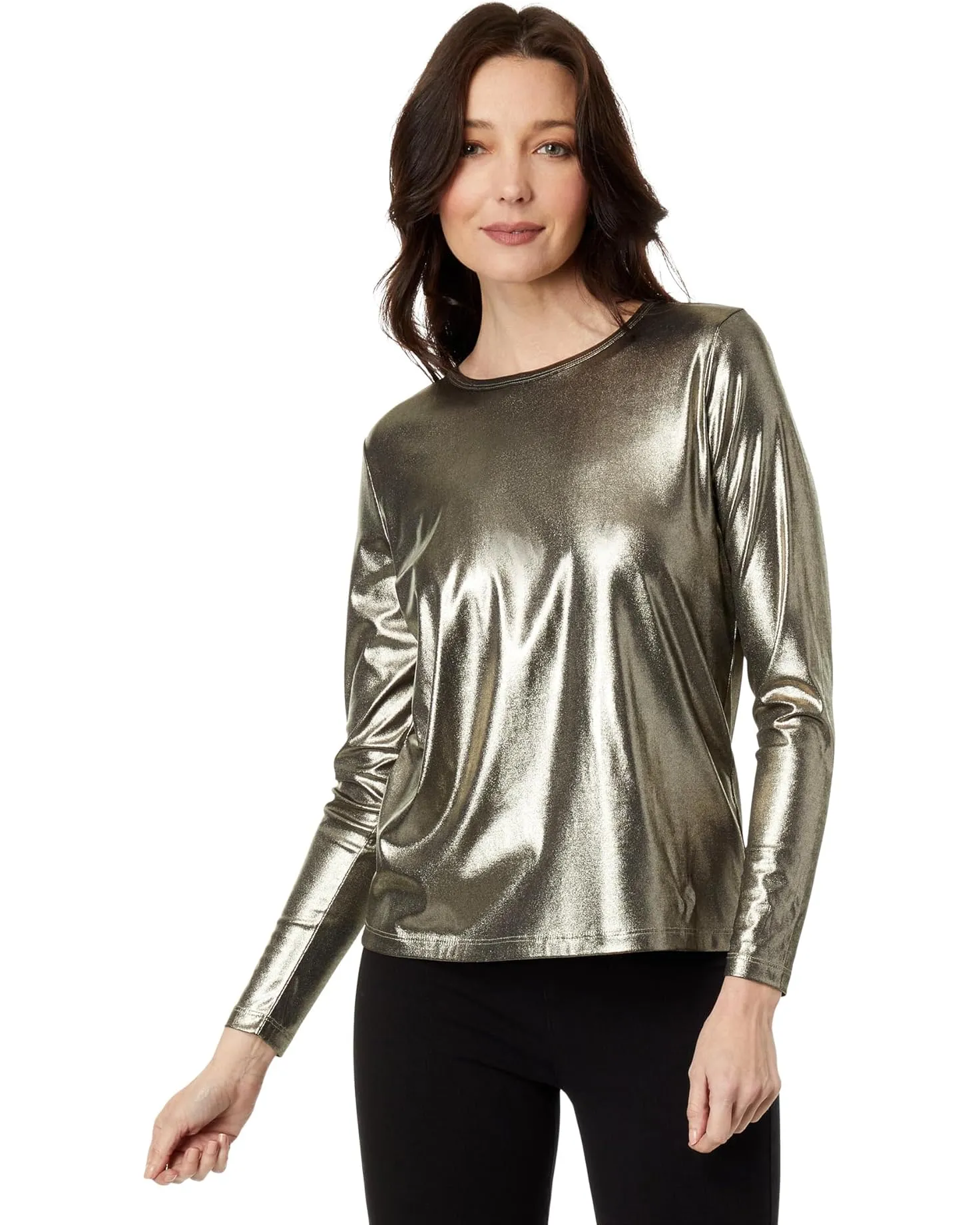 Glimmer Knit Long Sleeve Shimmer Top Mineral