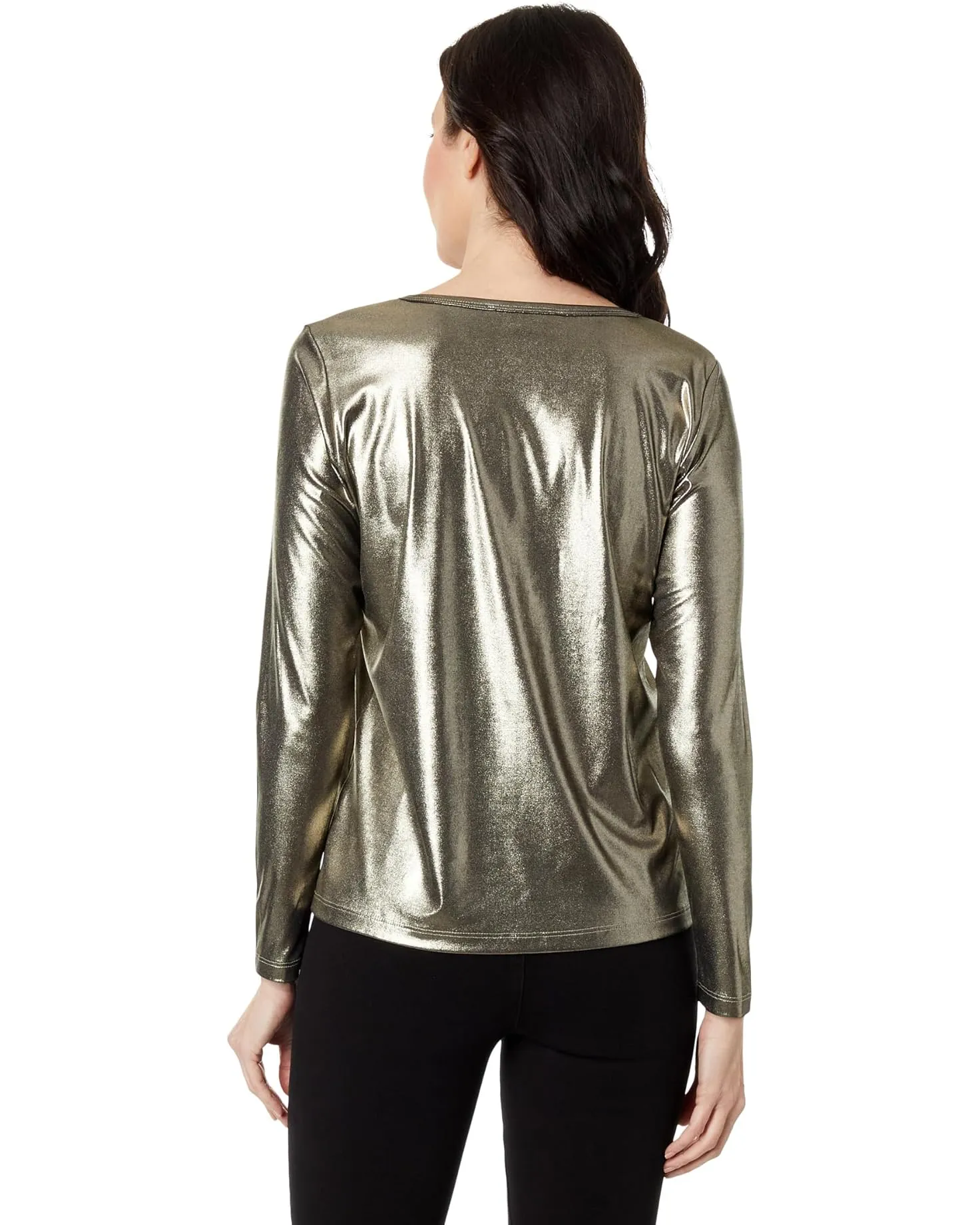Glimmer Knit Long Sleeve Shimmer Top Mineral