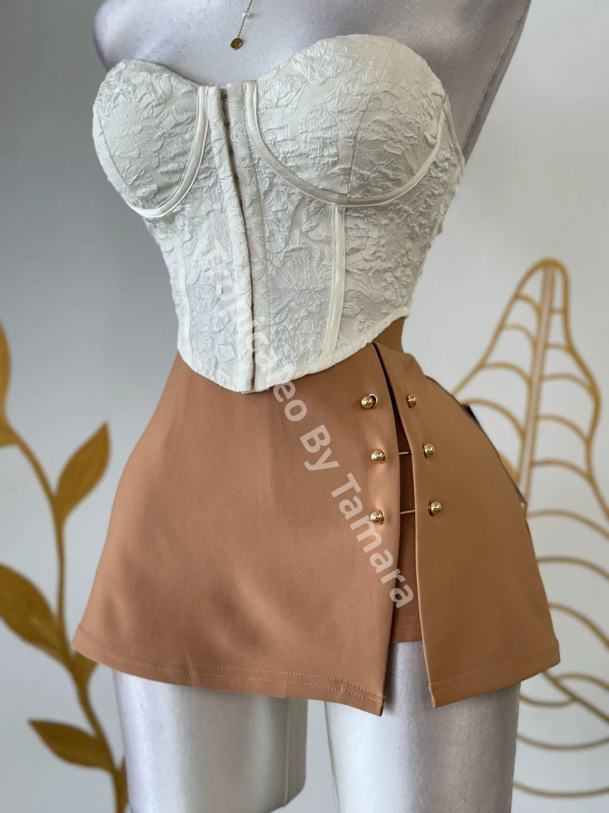 Golden Button Overlap Skort