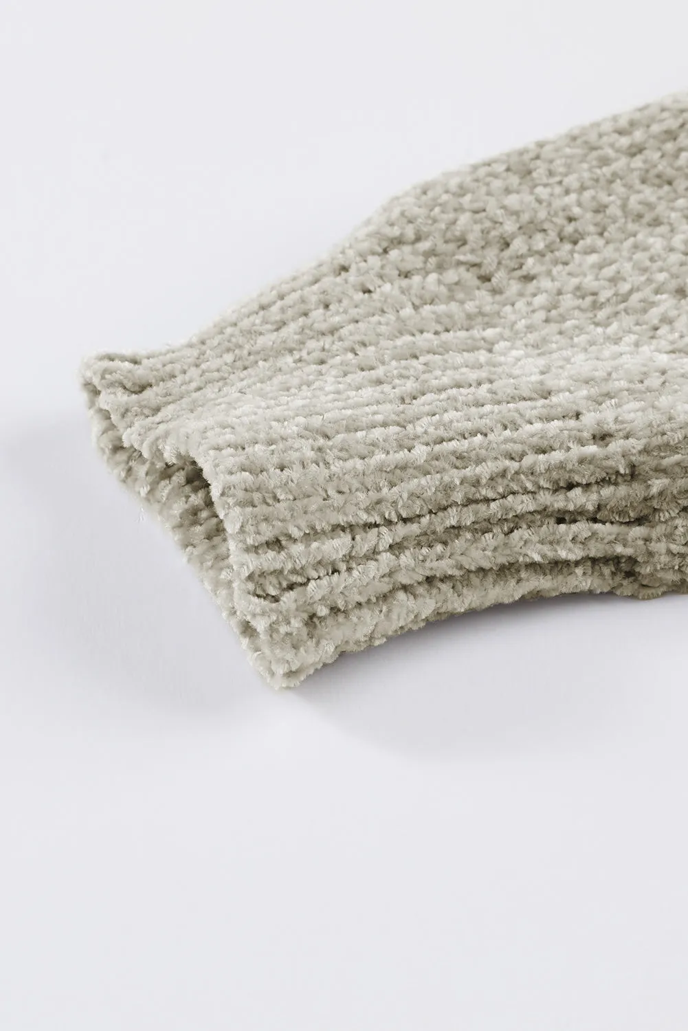 Gray Button Plunging V Neck Pocketed Sweater Cardigan