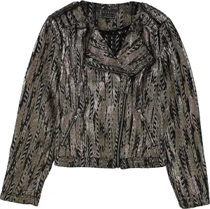 GUESS Women's Long Sleeve Teeya Gilded Jacket, Jet Black/Multi, L