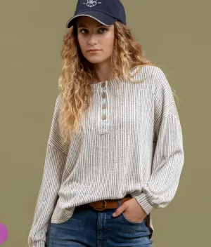 Half Button Strip Top