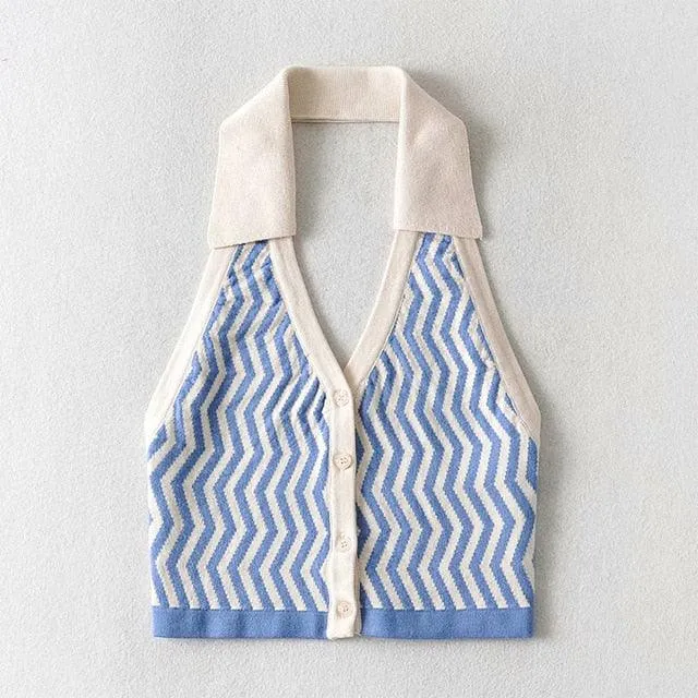 Halter Knitted Tops
