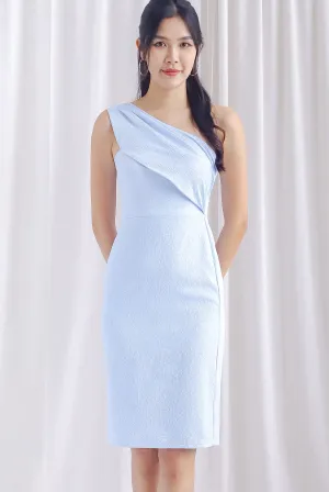 Harmony Emboss Toga Dress In Blue