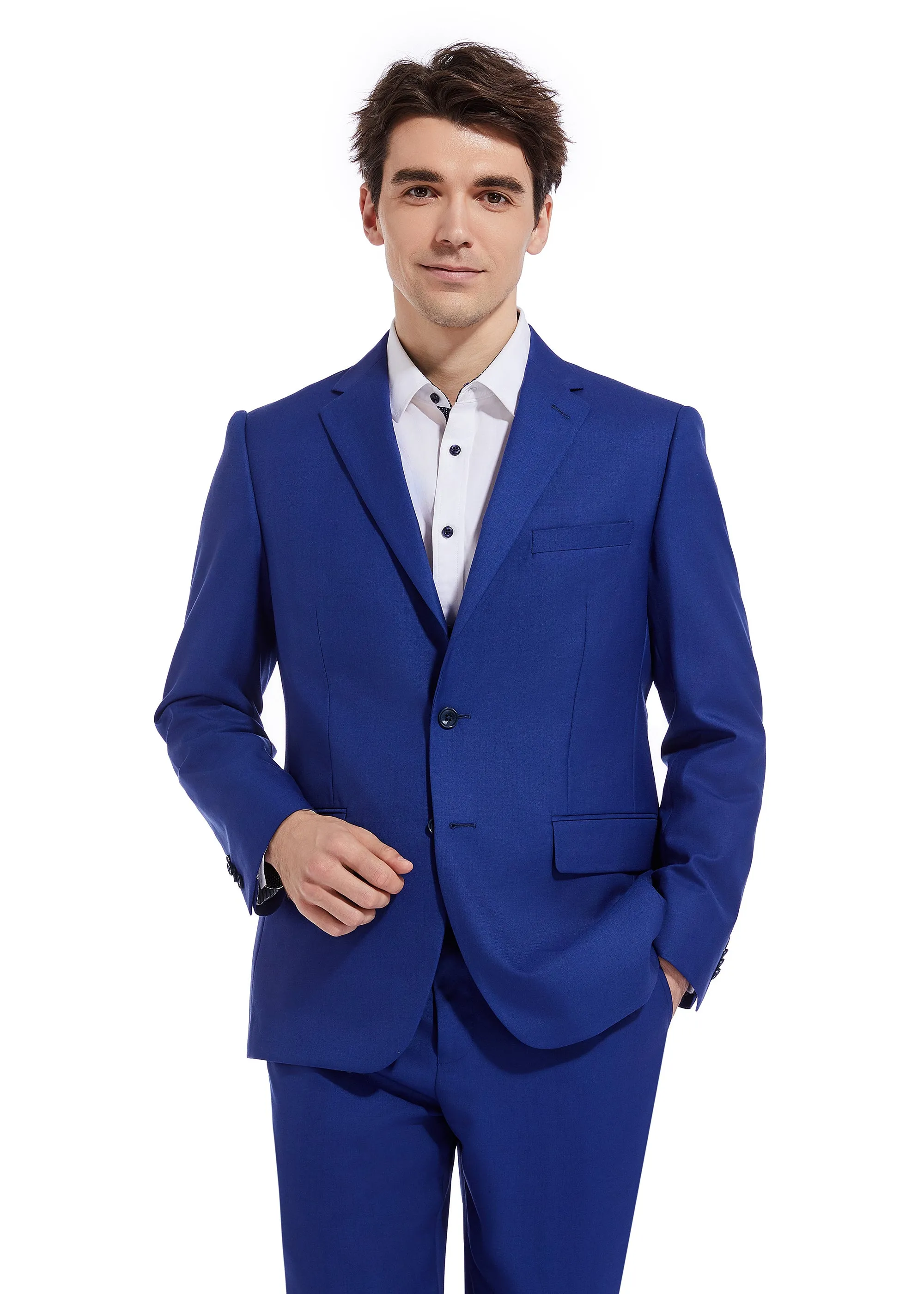 Hechter Paris Solid New Blue Modern Fit Wool Suit