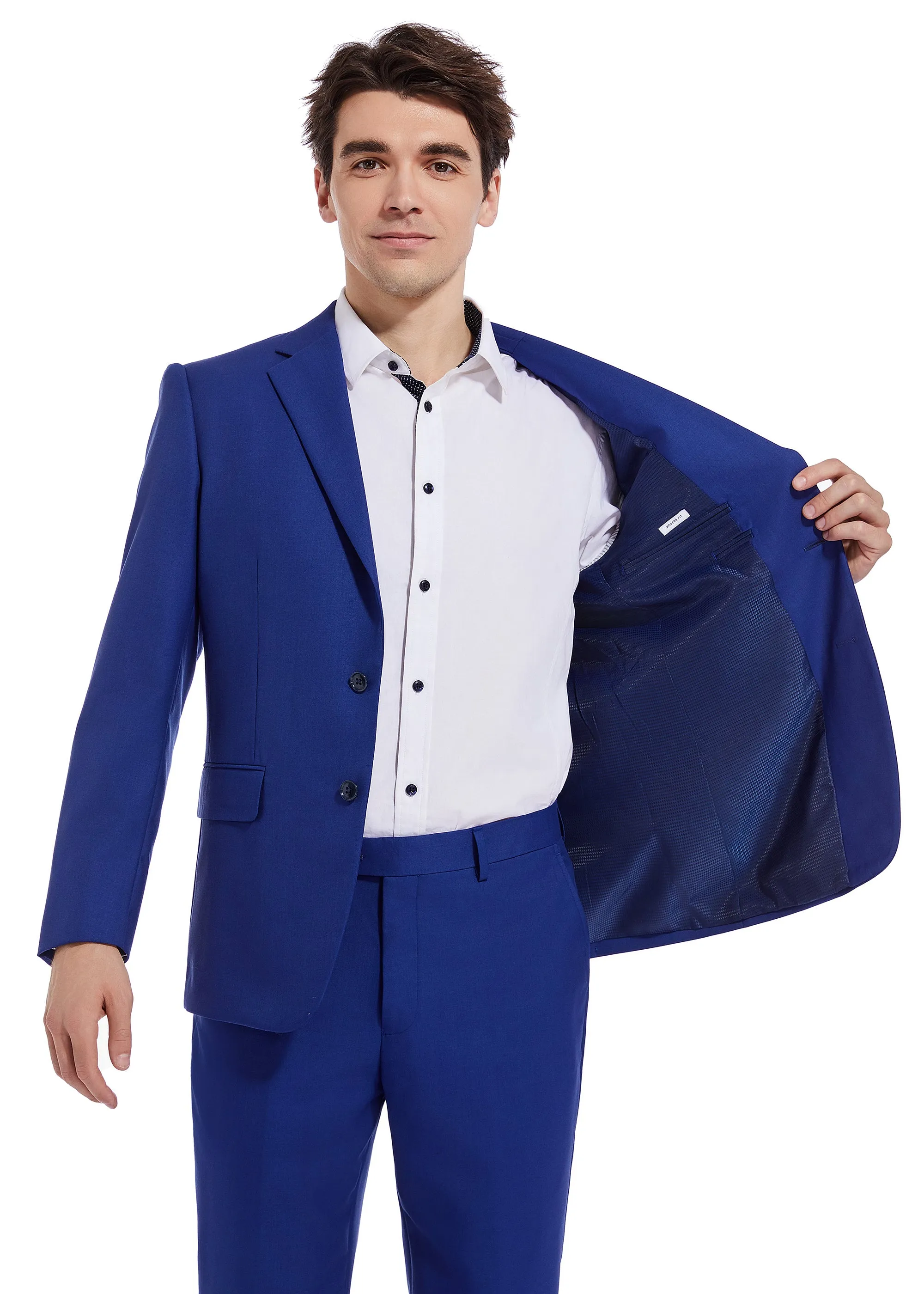 Hechter Paris Solid New Blue Modern Fit Wool Suit