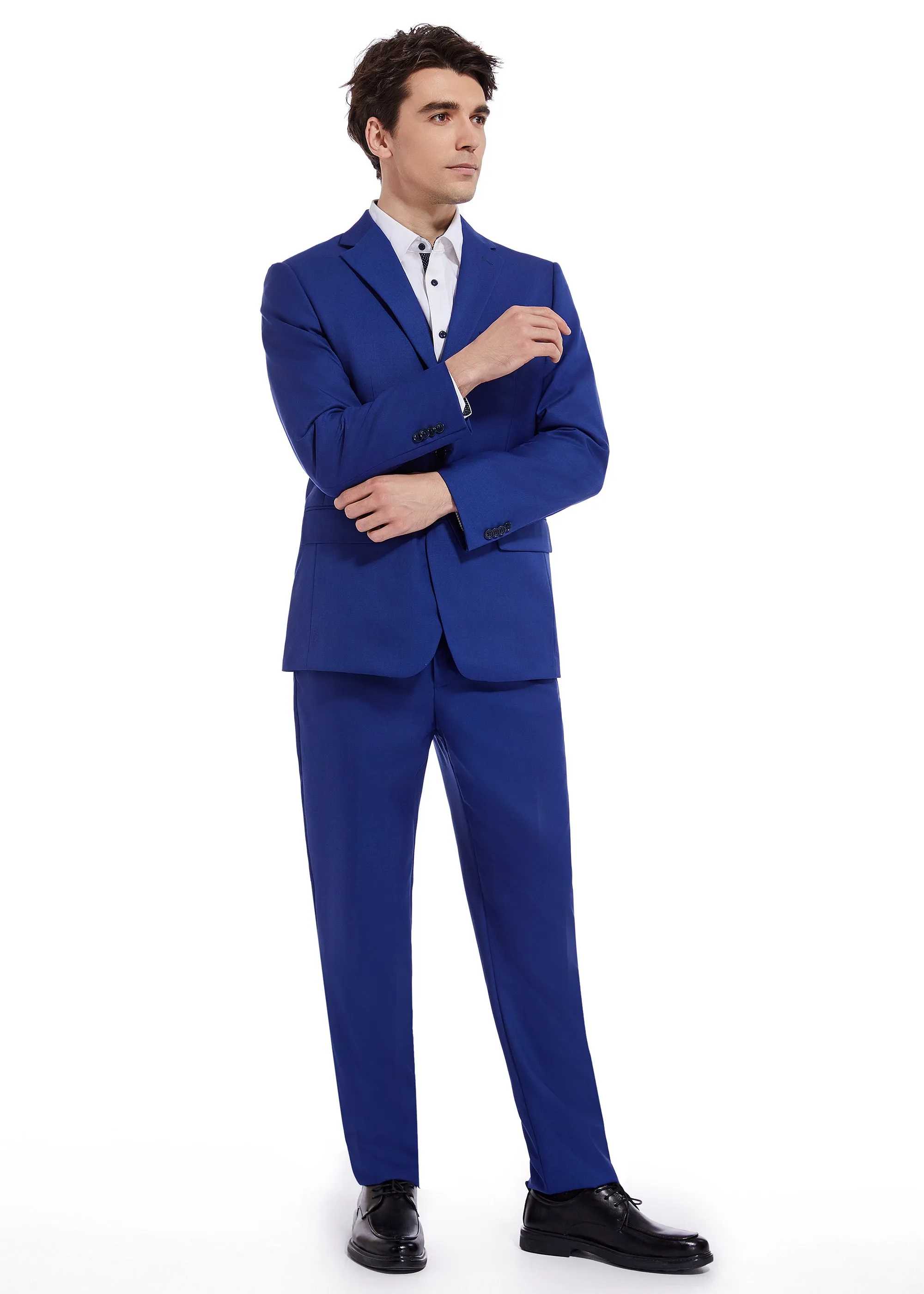 Hechter Paris Solid New Blue Modern Fit Wool Suit
