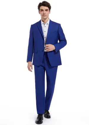 Hechter Paris Solid New Blue Modern Fit Wool Suit