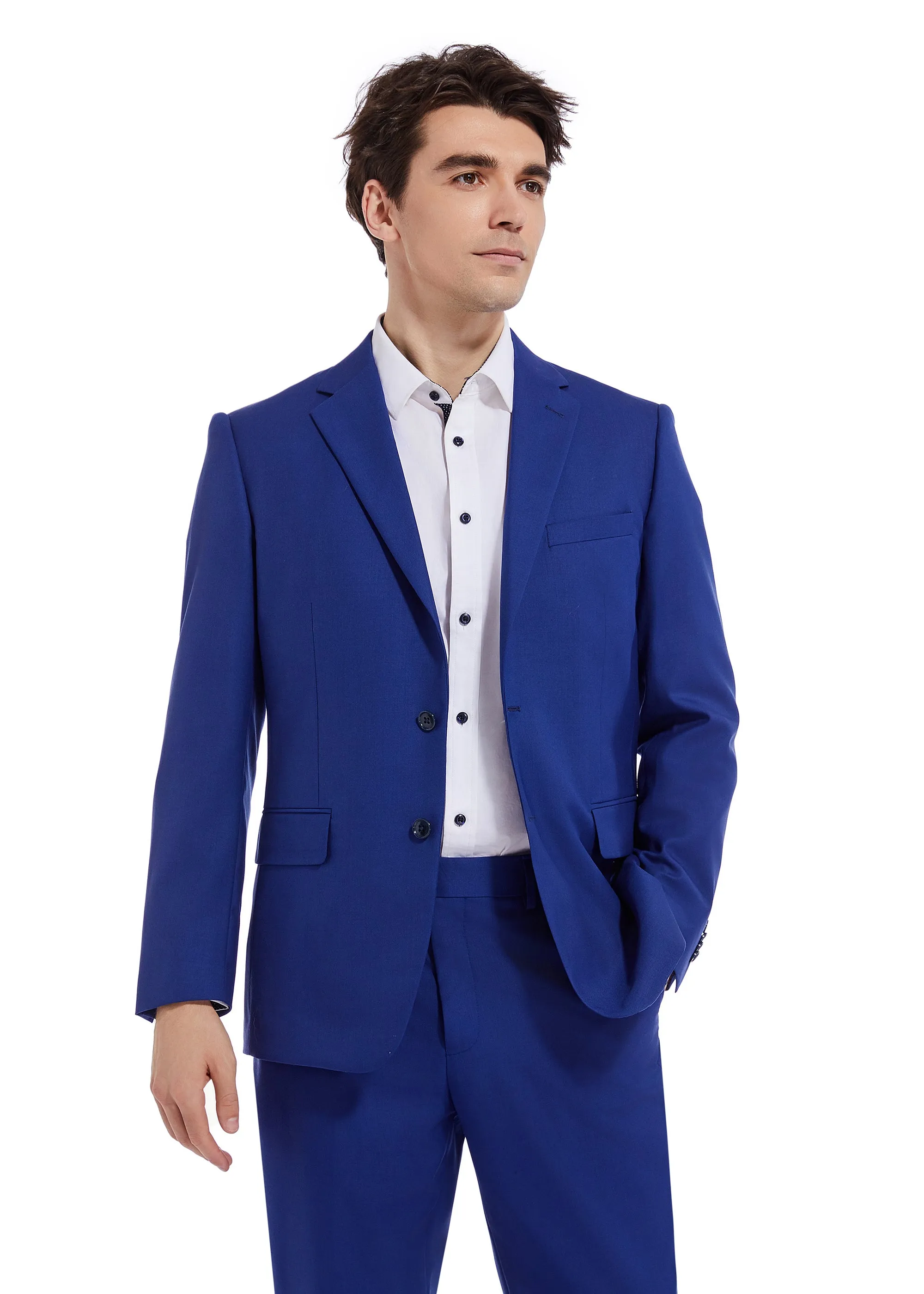 Hechter Paris Solid New Blue Modern Fit Wool Suit