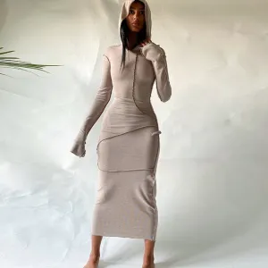 Helena Hooded Patchwork Maxi Dress