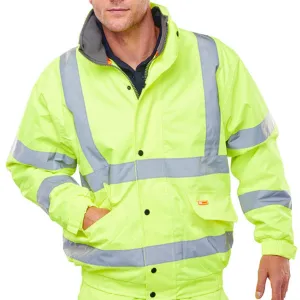 Hi-vis Fleece Lined Bomber Jacket - Saturn Yellow