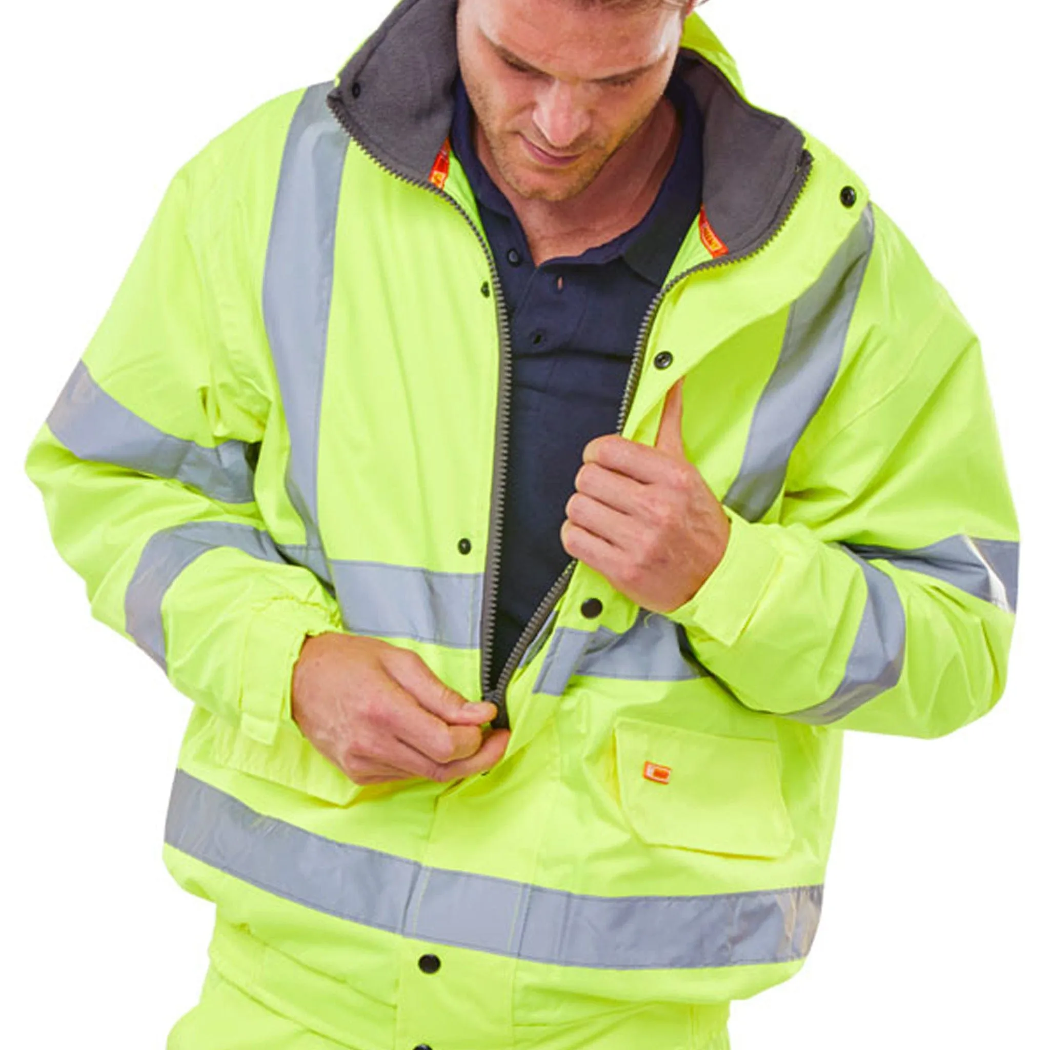 Hi-vis Fleece Lined Bomber Jacket - Saturn Yellow