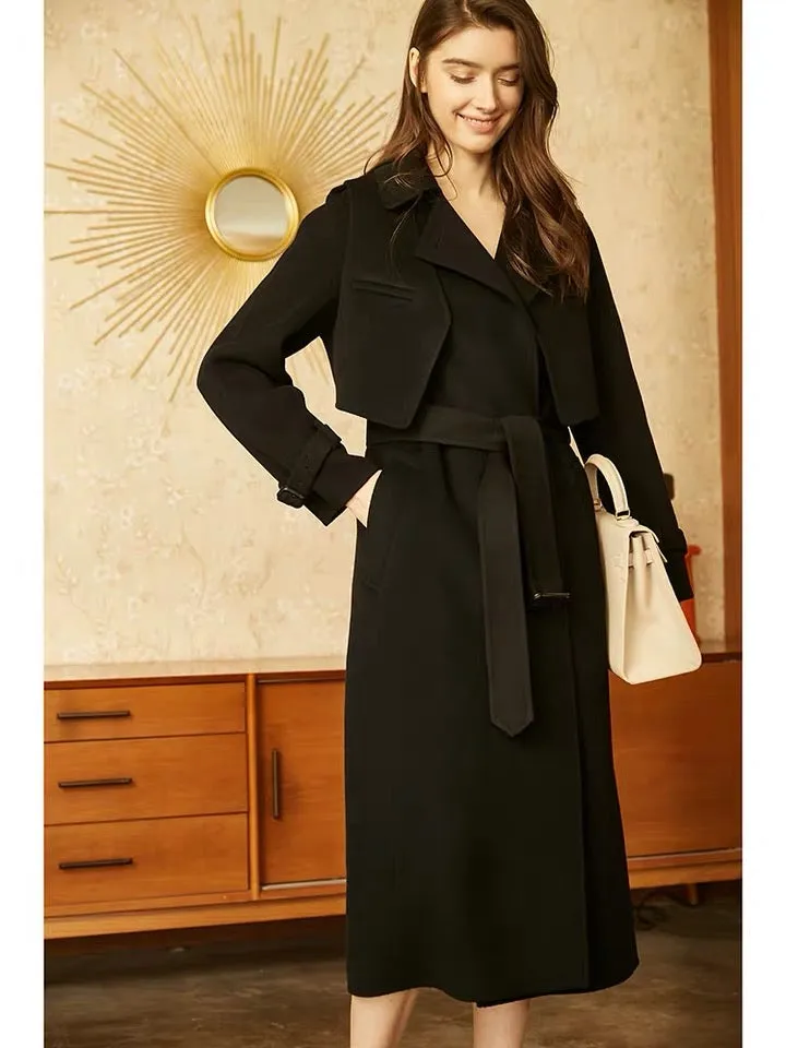 High quality customized ladies  jackets &amp luxury spring winter  trench coat cashmere wool coat