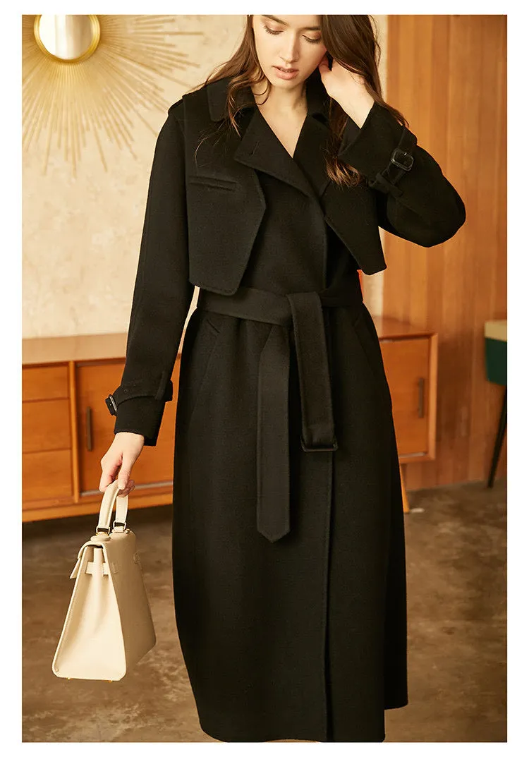High quality customized ladies  jackets &amp luxury spring winter  trench coat cashmere wool coat