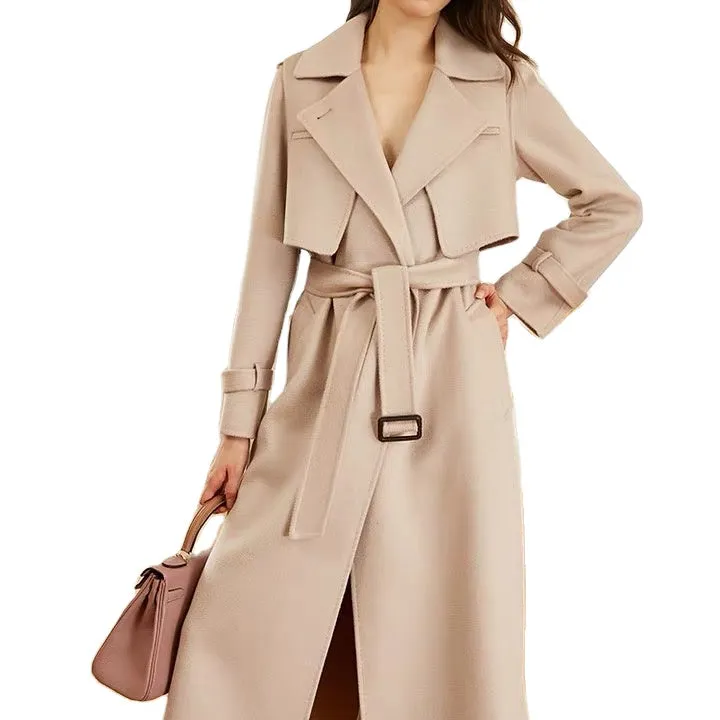 High quality customized ladies  jackets &amp luxury spring winter  trench coat cashmere wool coat