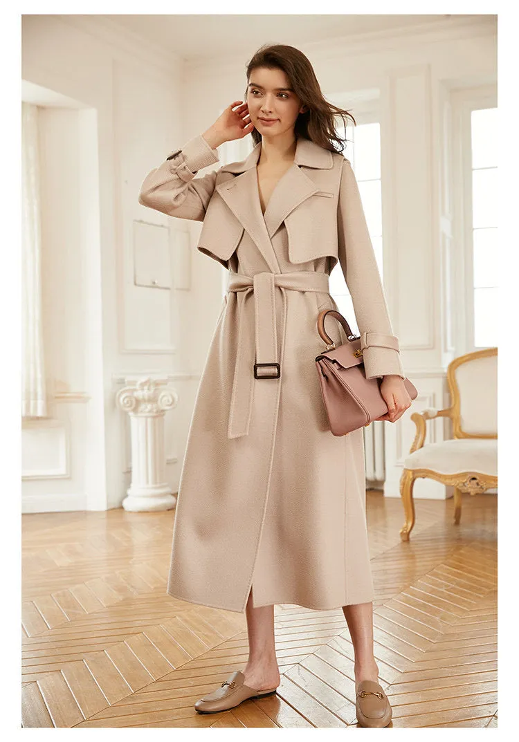 High quality customized ladies  jackets &amp luxury spring winter  trench coat cashmere wool coat