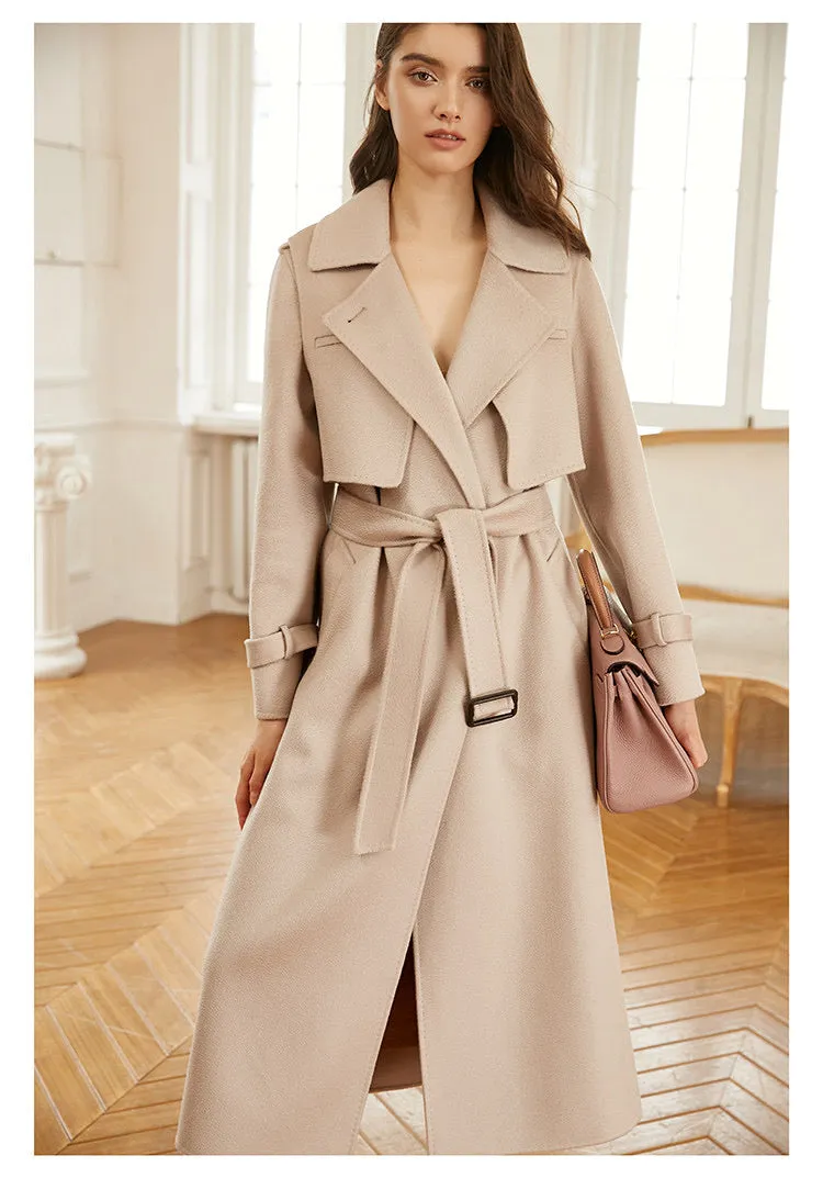 High quality customized ladies  jackets &amp luxury spring winter  trench coat cashmere wool coat