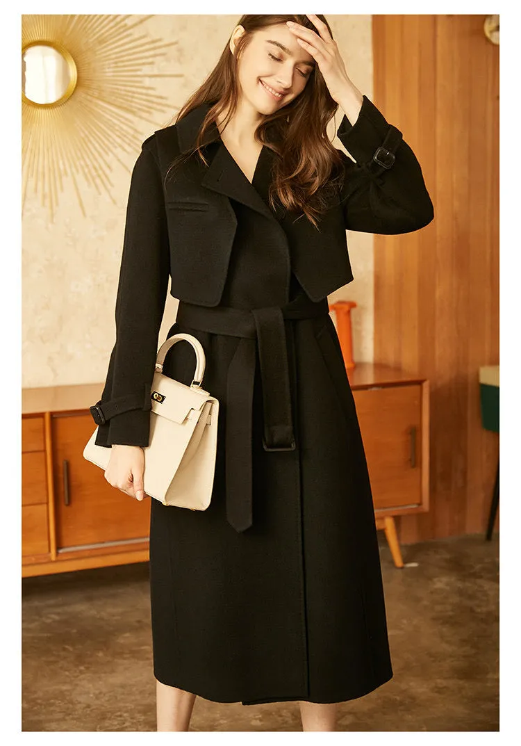 High quality customized ladies  jackets &amp luxury spring winter  trench coat cashmere wool coat