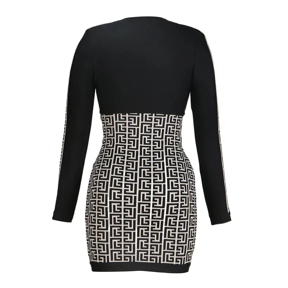 High Quality Front Zipper Rayon Bandage Runway Dress